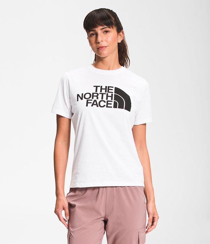 The North Face Womens T-Shirts Short Sleeve Half Dome Cotton 490YIXKSH - White